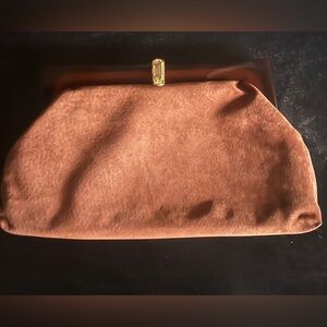 Vintage Italian Suede Clutch with Tortoise shell.